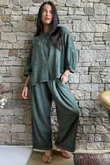 Loom & Thread Pin Tuck Blouse Washed Moss /40=